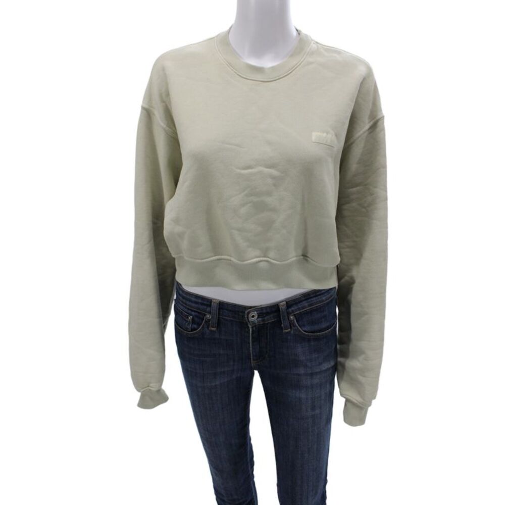 Set Active Womens Athleisure Sweatpants Outfit Green Cotton Crew Neck Size S